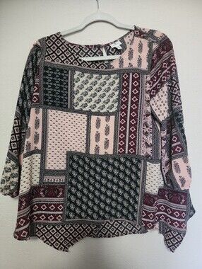 dressbarn Patchwork Print Tunic in Pink and Black
